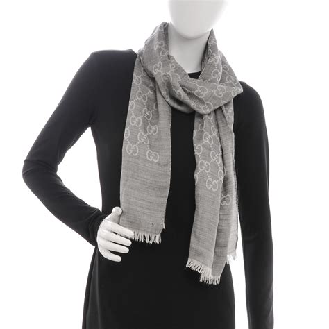 gucci grey monogram scarf|Gucci grey scarves women's.